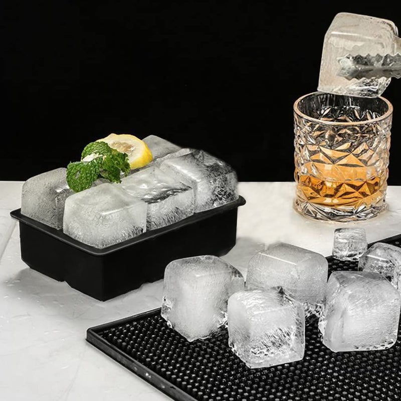 ROTTAY Ice Cube Trays (Set of 2), Sphere Ice Ball Maker with Lid & Large Square Ice Cube Maker for Whiskey, Cocktails and Homemade, Keep Drinks Chilled Black - Image 4
